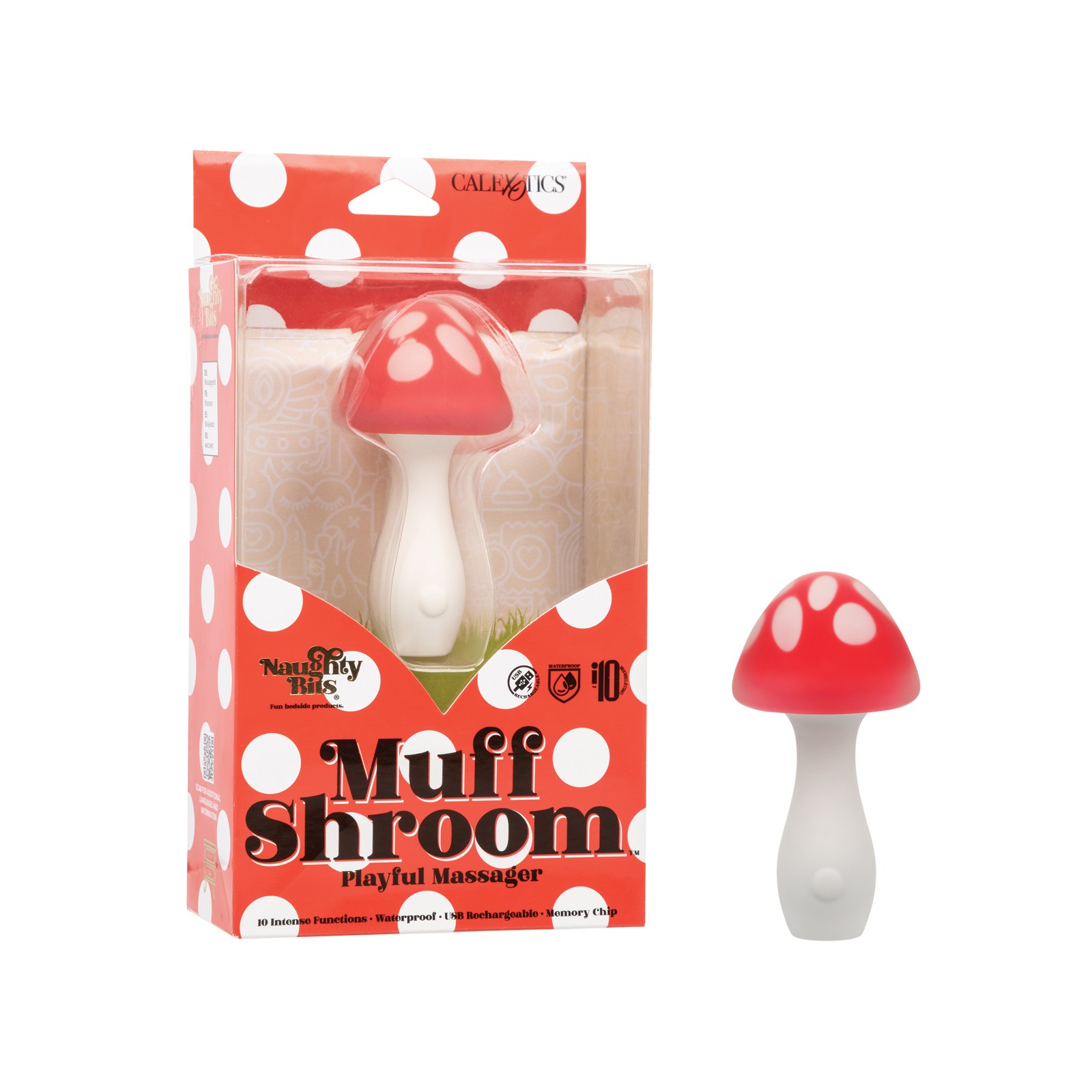 Masajeador Juguetón Muff Shroom Naughty Bites - Rojo/Blanco