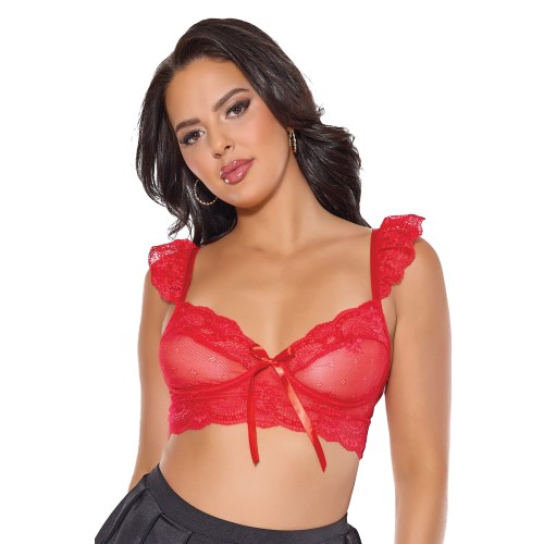 Bralette de Encaje Stretch Copas Suaves Rojo Talla Única