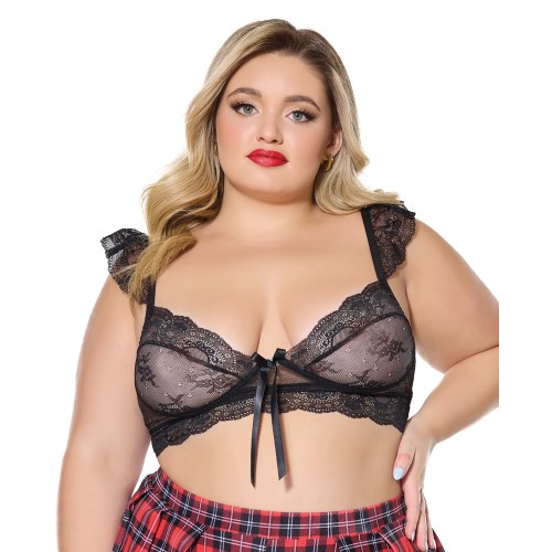 Bralette de Encaje con Copas Suaves y Escalopadas en Negro