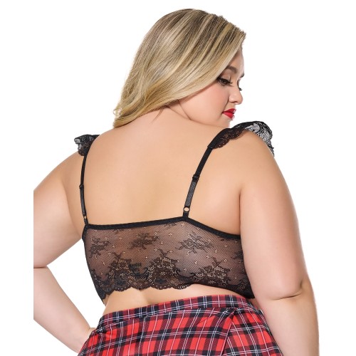 Bralette de Encaje con Copas Suaves y Escalopadas en Negro