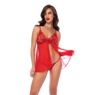 Babydoll Rojo Lentejuelas y G-String Elegante L/XL