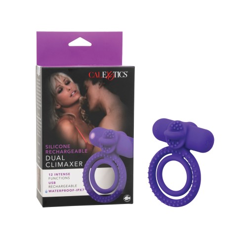 Aumentador de Parejas de Silicona Dual Climaxer con Lengua Vibrante - Morado