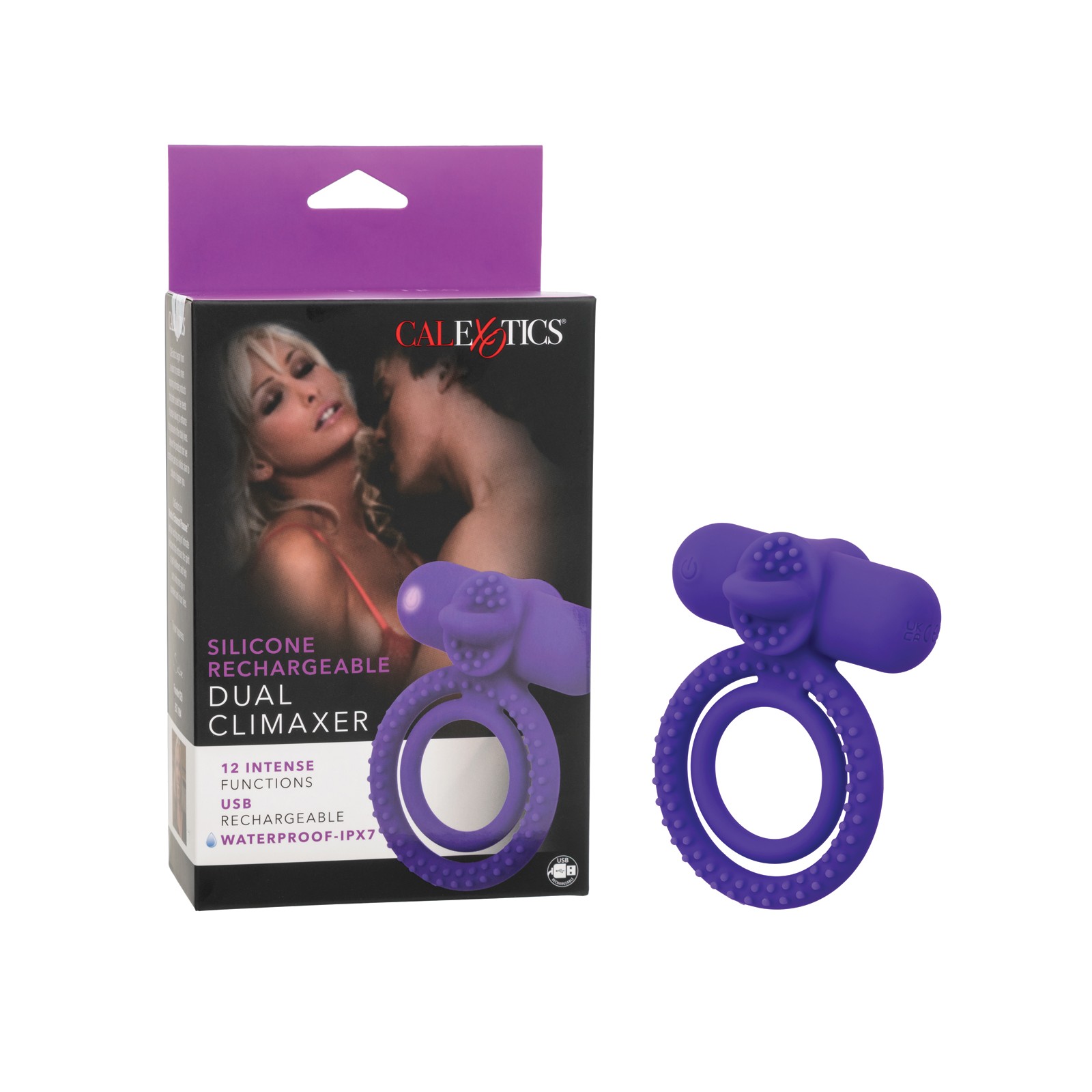 Aumentador de Parejas de Silicona Dual Climaxer con Lengua Vibrante - Morado