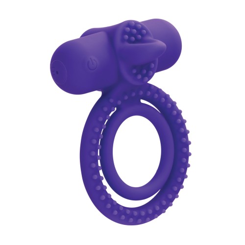 Aumentador de Parejas de Silicona Dual Climaxer con Lengua Vibrante - Morado