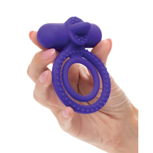 Aumentador de Parejas de Silicona Dual Climaxer con Lengua Vibrante - Morado