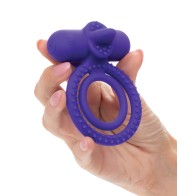 Aumentador de Parejas de Silicona Dual Climaxer con Lengua Vibrante - Morado