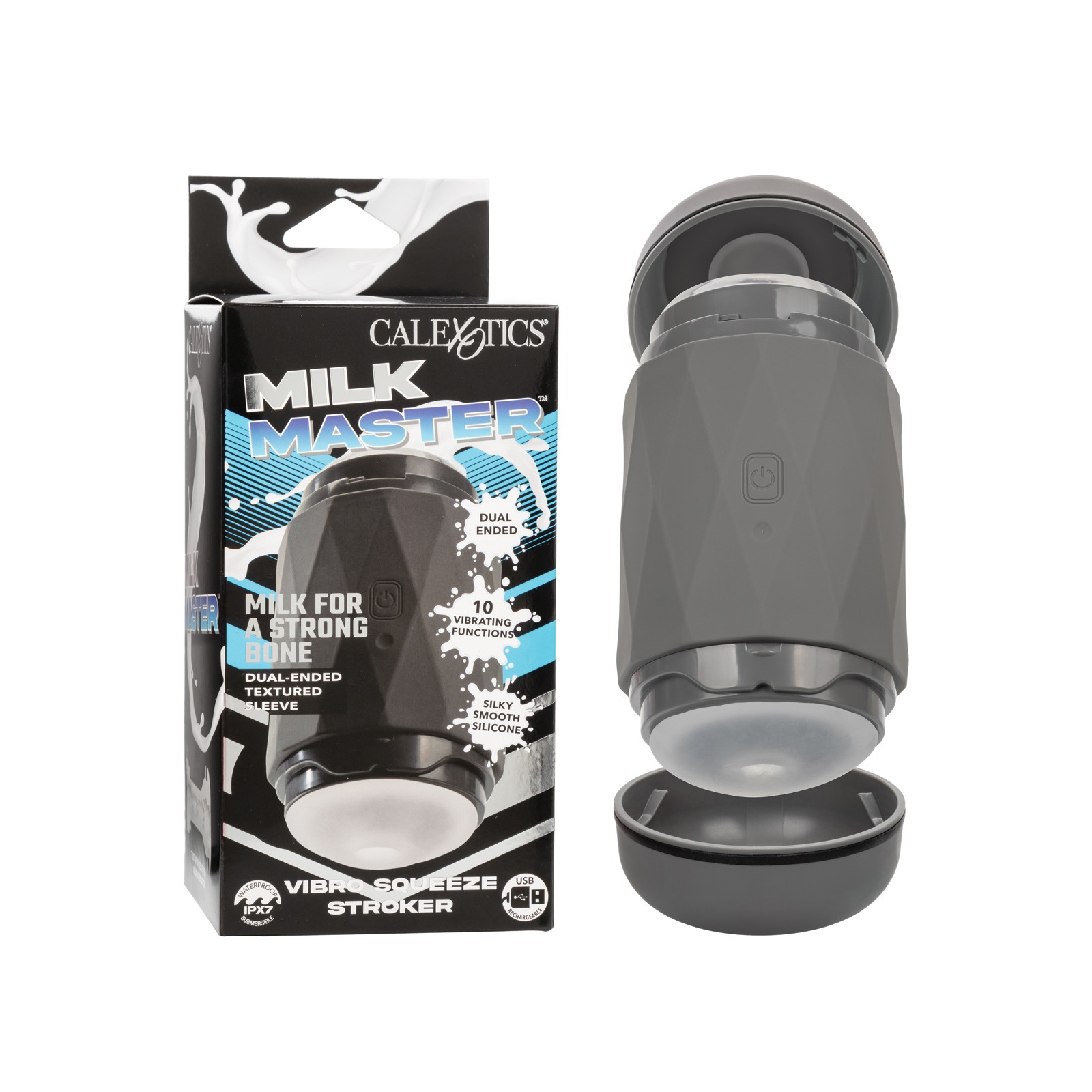 Milk Master Vibro Squeeze Stroker en Negro