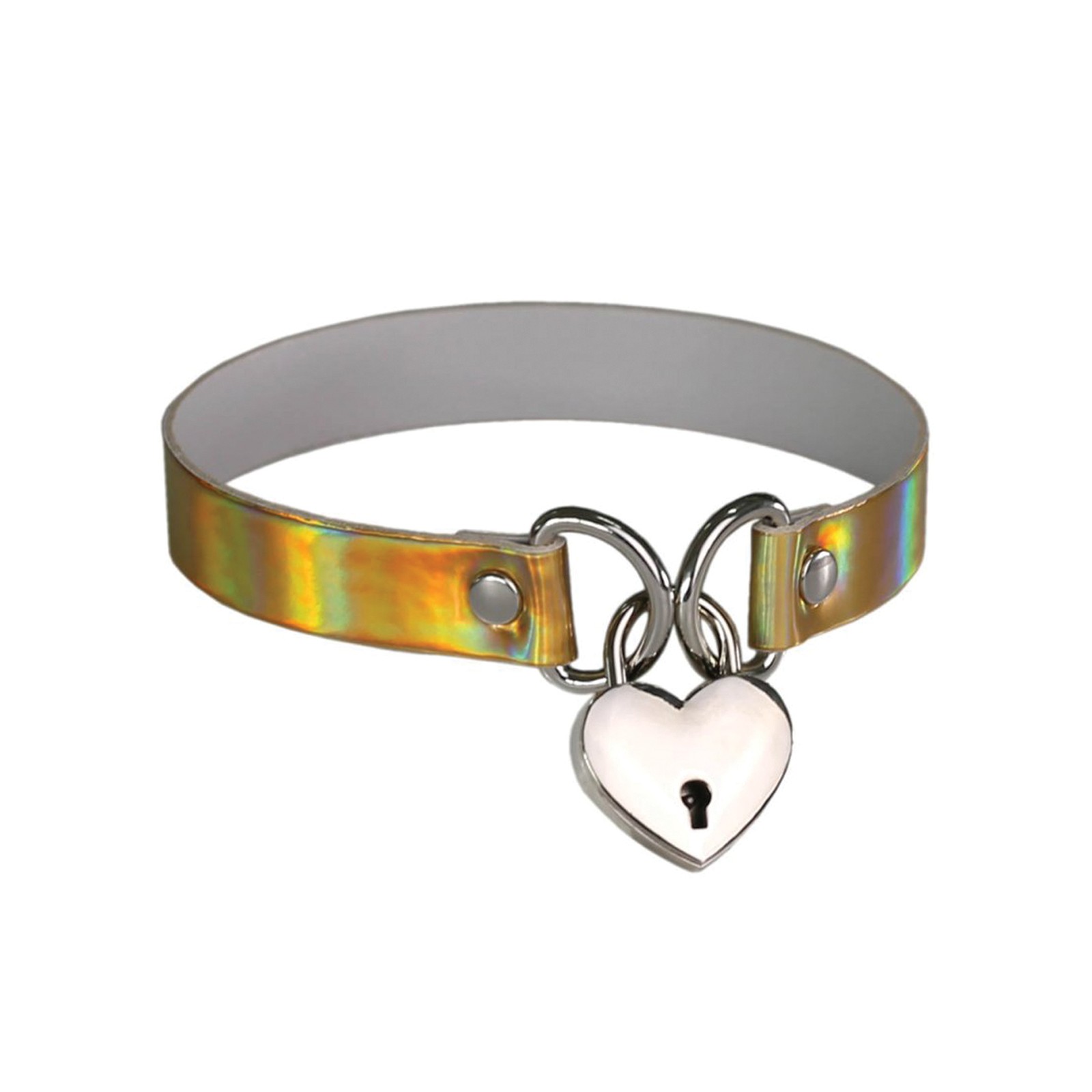 Plesur Heart Lock Collar Holographic Gold