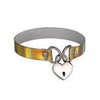 Collar con Candado de Corazón Plesur Holográfico Dorado