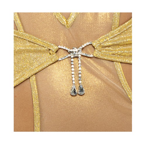 Gilded Beauty Metallic Shimmer Teddy with Rhinestones