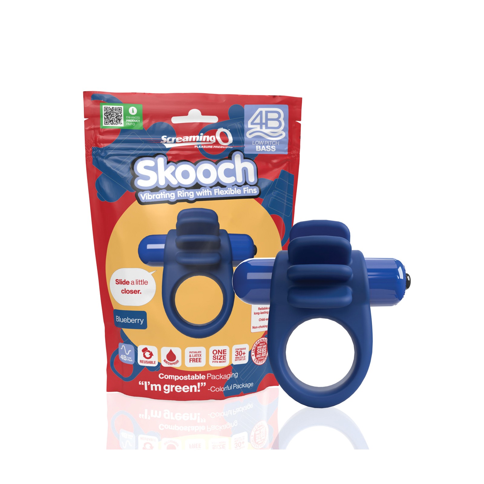 Screaming O 4B Skooch Anillo Vibrador - Blueberry