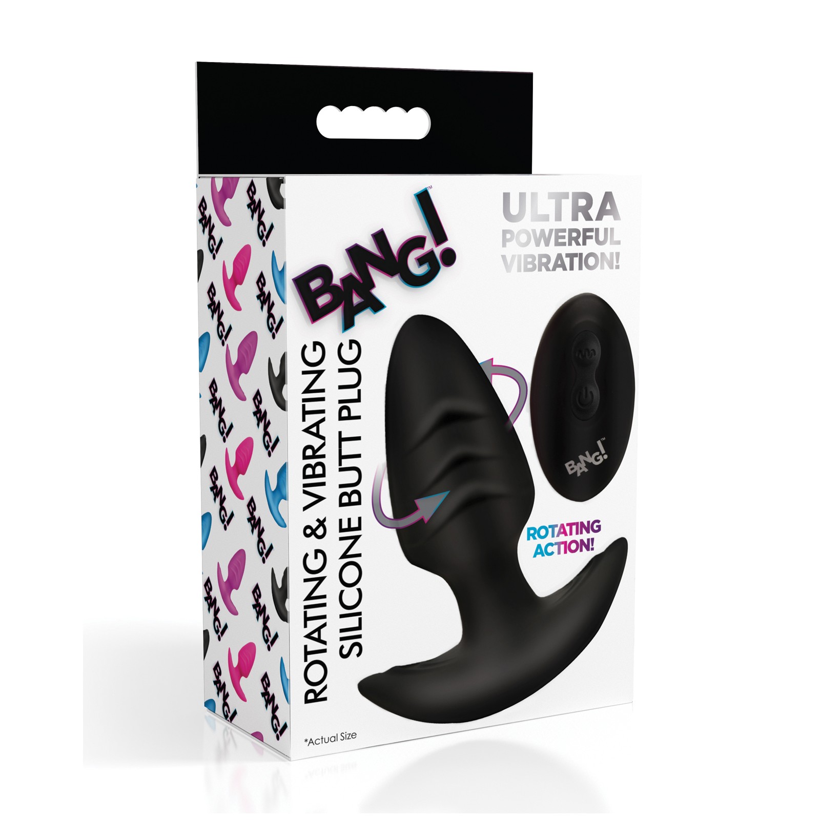 Bang Rotating and Vibrating Butt Plug with Remote in Black