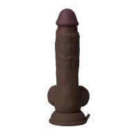 Pene Vibrador de Silicona Flexskin 7.5" con Testículos Caoba