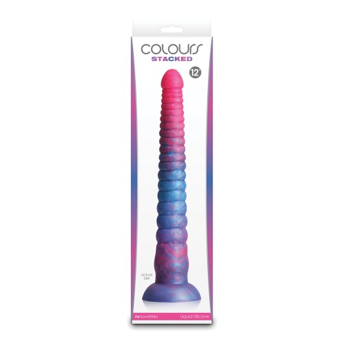 Dildo Apilado de 12 Pulgadas - Rosa/Azul