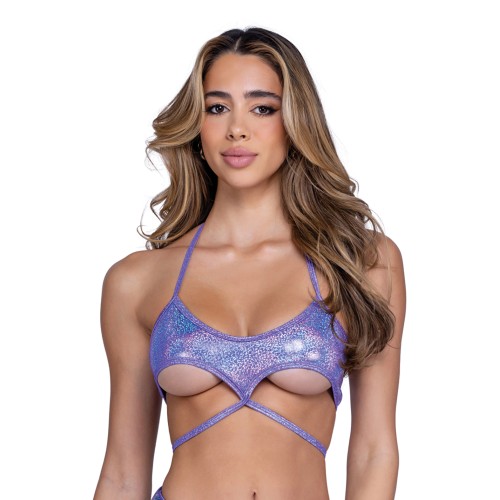 Shimmer Underboob Cutout Top - Lavender