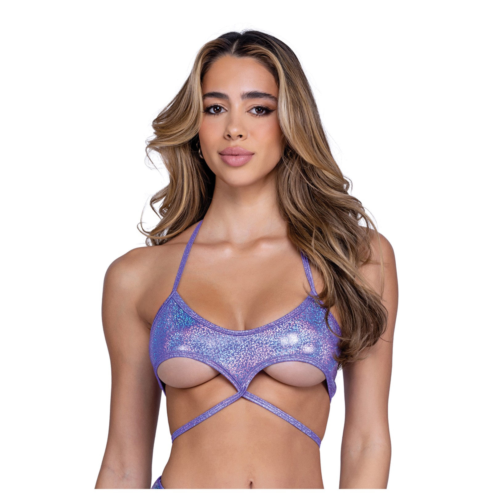 Shimmer Underboob Cutout Top - Lavender