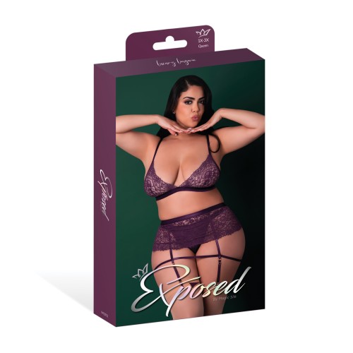 Leather & Lace Stretch Mesh Lingerie Set for Seductive Nights