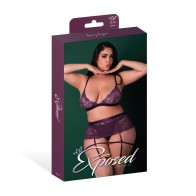 Leather & Lace Stretch Mesh Lingerie Set for Seductive Nights