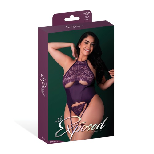 Leather & Lace Corset Set - Plum 2X