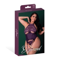 Leather & Lace Corset Set - Plum 2X