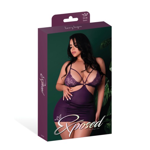 Leather & Lace Chemise Set Plum 2X