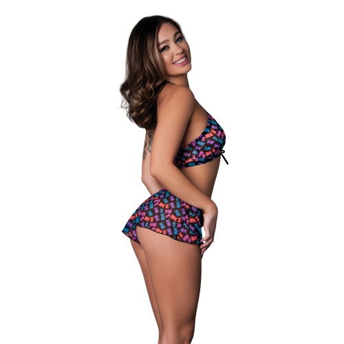 Conjunto de Top Halter y Shorts Gummy Bear Hazy Dayz para Noches Vibrantes