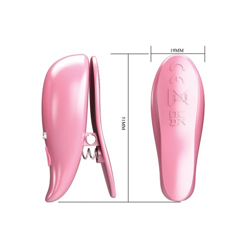 Pretty Love Wireless Vibrating Nipple Clamps in Pink