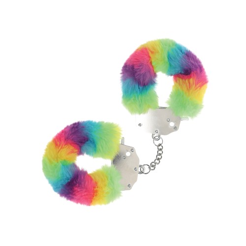 Shots Ouch! Heavy-duty Fluffy Handcuffs - Rainbow