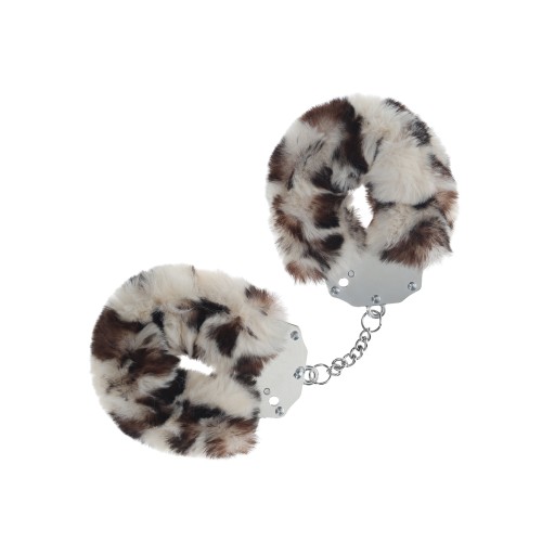 Heavy-duty Fluffy Handcuffs - Snow Leopard Design