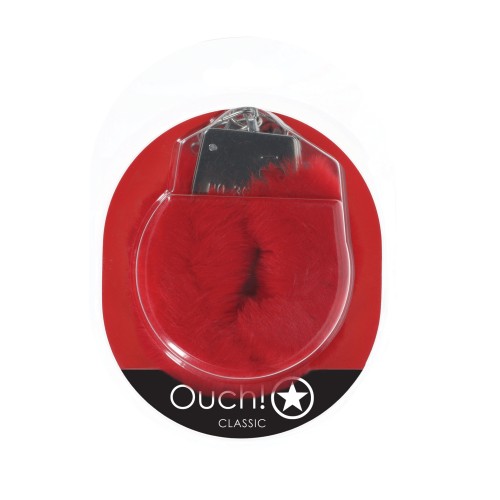 Shots Ouch Fluffy Handcuffs Red for Adults