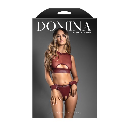 Conjunto de Malla Transparente de Domina con Panty Abierto