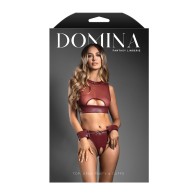 Conjunto de Malla Transparente de Domina con Panty Abierto