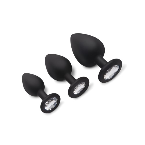 Gemsations 3 pc Silicone Bling Bling Butt Plug Training Set - Black