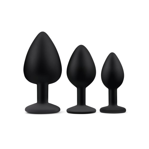 Gemsations 3 pc Silicone Bling Bling Butt Plug Training Set - Black