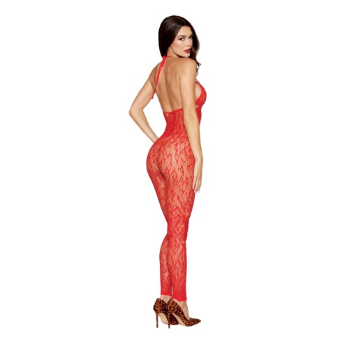 Leopard Print Bodystocking - Red O/S