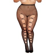 Fishnet Pantyhose with Back Seam and Satin Bows Black QN