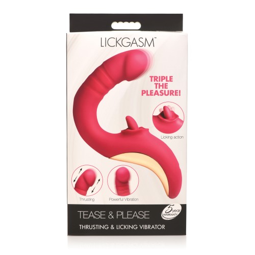 Lickgasm Tease & Please Thrusting Vibrator - Pink