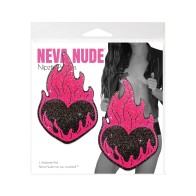 Neva Nude Pasties Glitter Corazón Llama Negro/Rojo