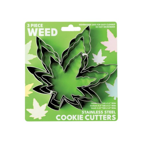 3 Piece Weed Cookie Cutter Set for Fun Baking