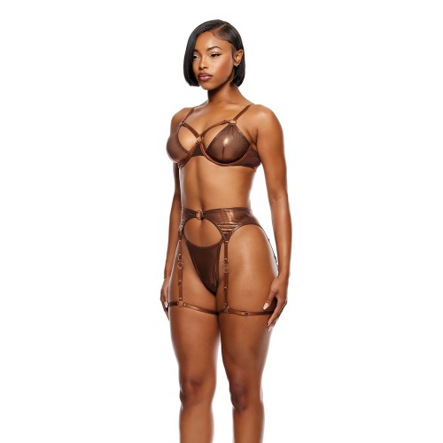 Liquid Metal Underwire Bra Set Copper MD