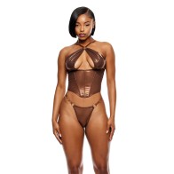 Liquid Metal Mesh Bustier Set Copper