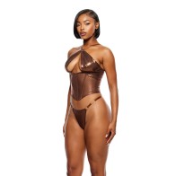 Liquid Metal Mesh Bustier Set Copper