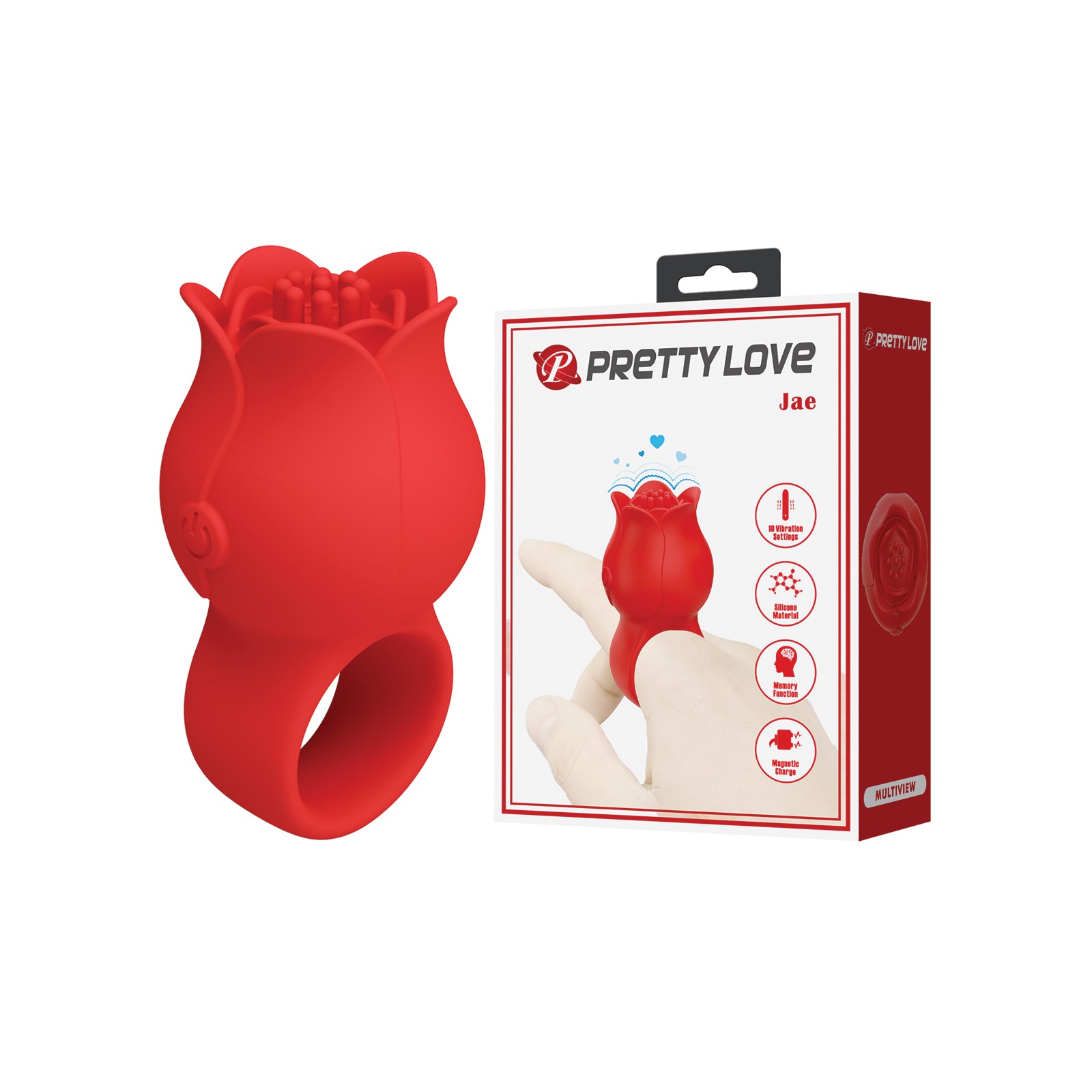 Pretty Love Jae Floral Finger Vibrator - Red