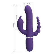 Pretty Love Cammy 4 en 1 - Vibrador Conejito - Púrpura de Lujo