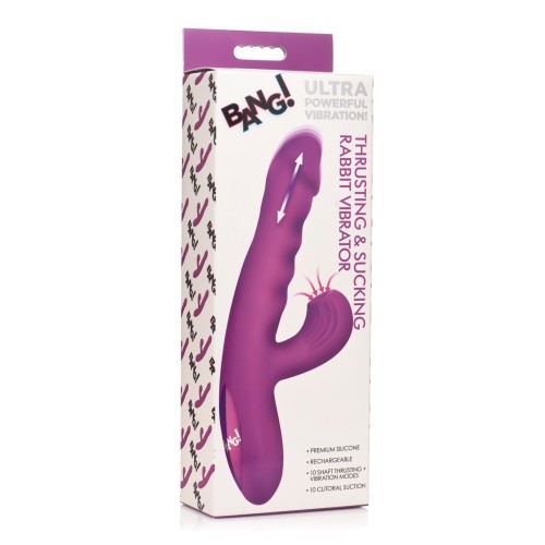 Bang! Vibrador Conejito con Movimiento de Empuje y Succión - Morado