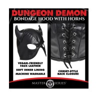 Dungeon Demon Bondage Hood with Horns Black for Kinky Roleplay