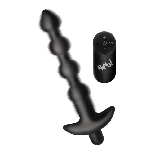 Bang! 28X Vibrating Silicone Anal Beads with Remote Control - Black