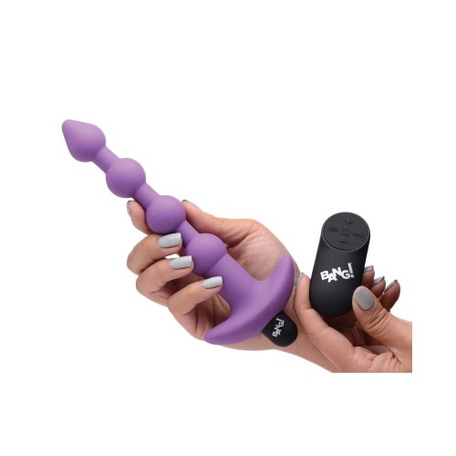 Bang! 28X Vibrating Silicone Anal Beads with Remote Control - Purple