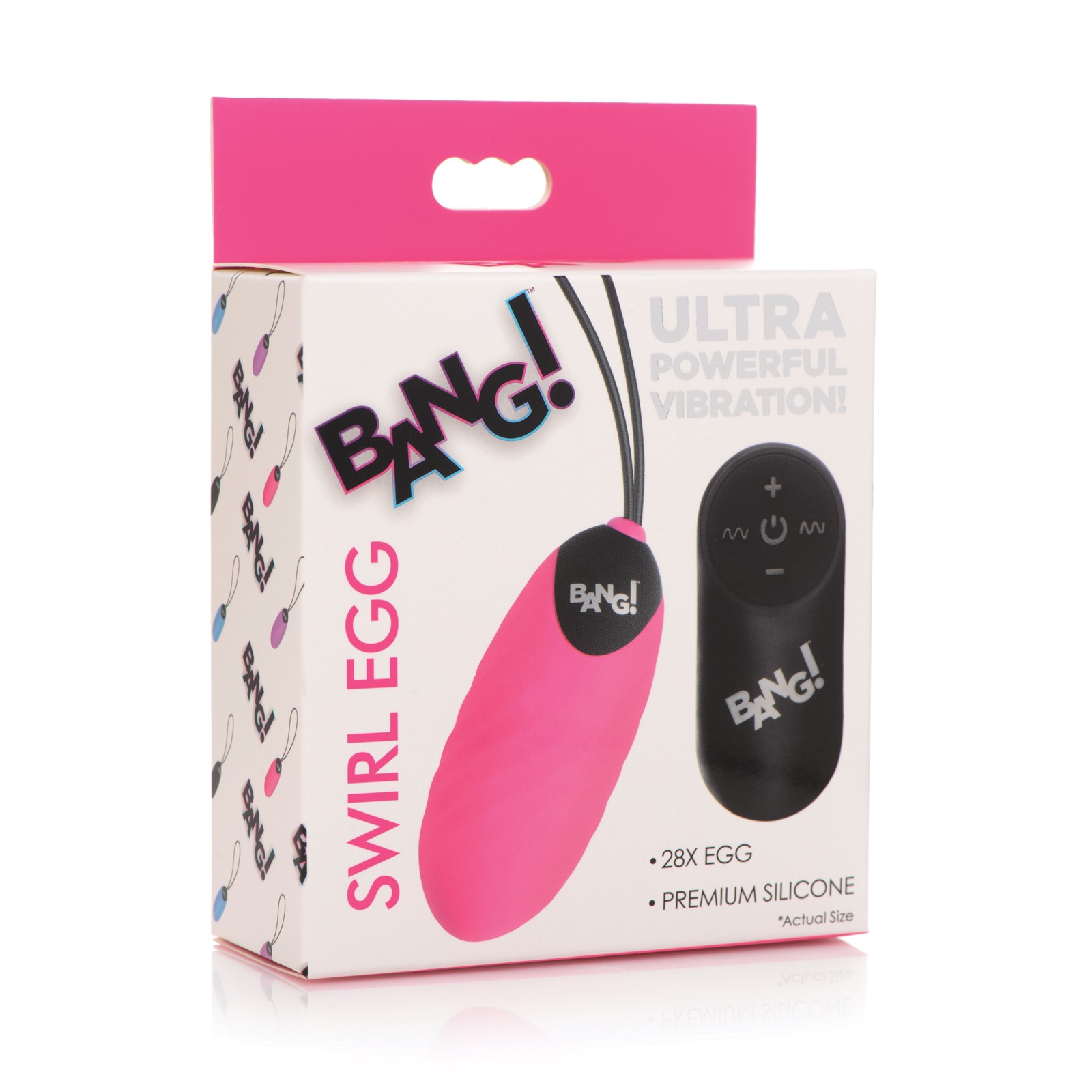 Bang 28X Swirl Silicone Egg with Remote Control Pink