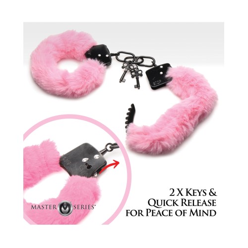 Master Series Furry Handcuffs Pink